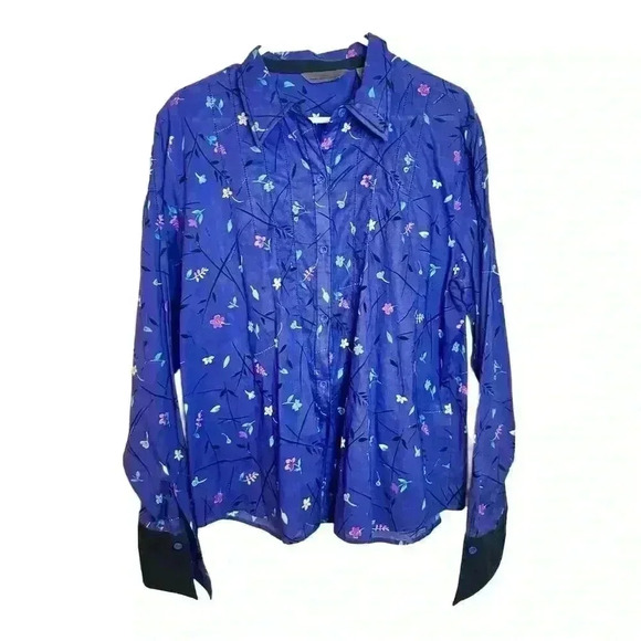 Aura Wrangler Women's 2XL Floral Button-Up Shirt Multicolor Long Sleeve western - Picture 2 of 8